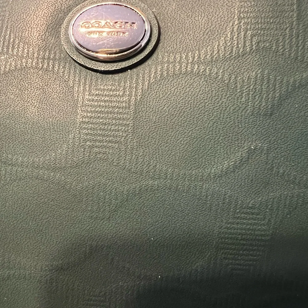 Coach Peyton Authentic Linear C Embossed Leather Zip Hunter Green Tote Bag - Picture 8 of 9